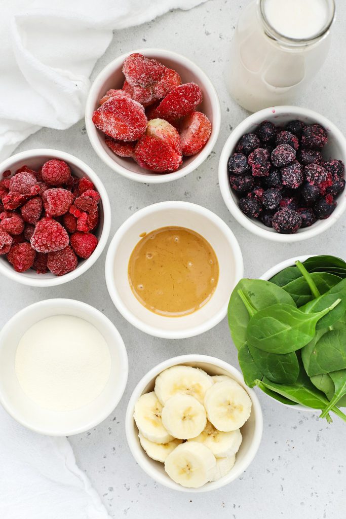 Ingredients for peanut butter jelly smoothies