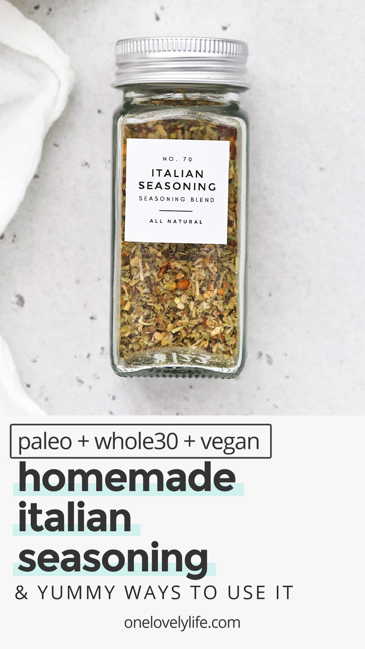Homemade Italian Seasoning Mix - This easy Italian herbs blend is SO much better than store-bought! Don't miss all our favorite ways to use it below! // Italian herb seasoning // Italian spices // italian herb mix // homemade spice mix // homemade spice blend // budget recipe // paleo seasoning // whole30 seasoning // vegetable seasoning // pasta sauce seasoning // italian dressing seasoning //