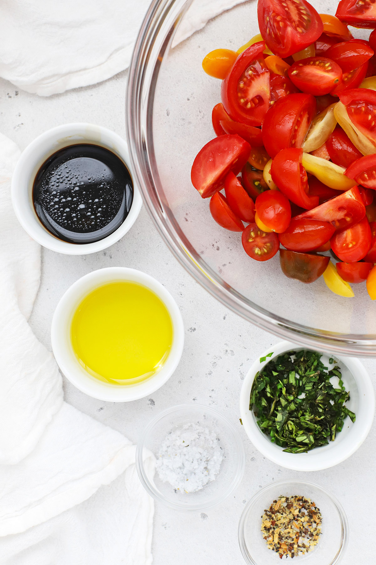 Ingredients for balsamic marinated tomato salad