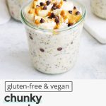 chunky monkey overnight oats with peanut butter and bananas