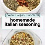 ingredients for italian seasoning in a white bowl