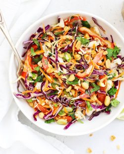 Front view of crunchy peanut slaw