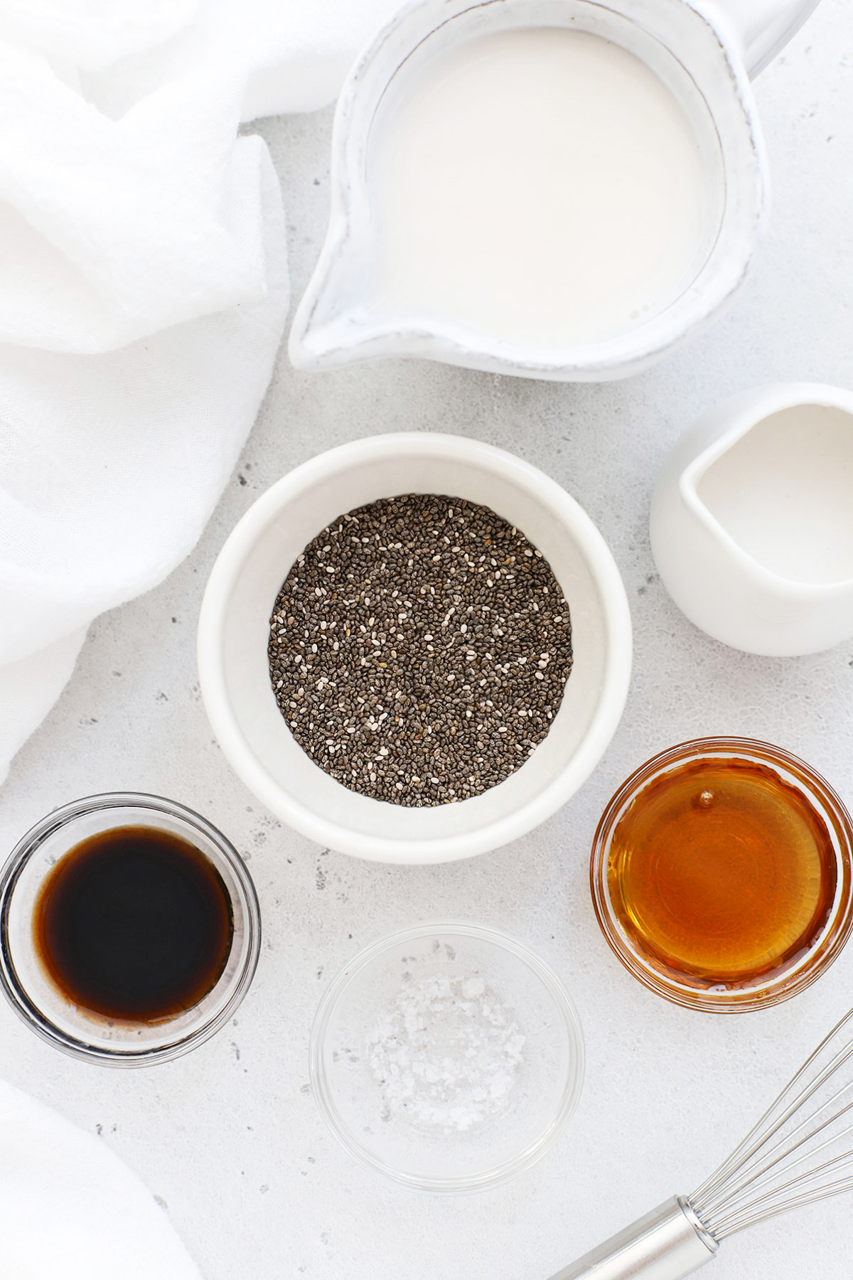 Ingredients for vanilla chia pudding
