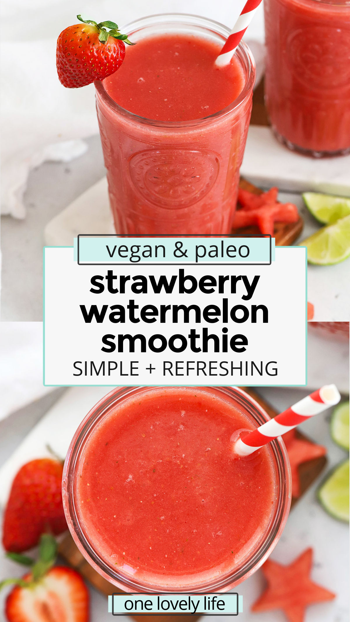 Strawberry Watermelon Smoothie - This is the best watermelon smoothie recipe we know! Super hydrating, delicious & easy! // berry watermelon smoothie / the best watermelon smoothies // strawberry watermelon smoothies // smoothie with watermelon / berry watermelon smoothies // summer smoothies // watermelon recipes / vegan smoothie / fruit smoothie / hydrating drinks / electrolyte drink / healthy summer drink / healthy smoothie / paleo