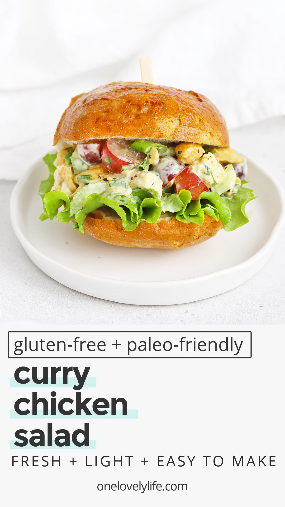 Curry Chicken Salad - Our healthy curry chicken salad with grapes is easy, fresh, and delicious. A perfect easy lunch or dinner any day of the week. (Gluten-Free, Paleo-Friendly, Whole30-Friendly) // Paleo Curry Chicken Salad // Whole30 Curry Chicken Salad // Healthy Meal-Prep Lunch