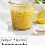 vegan italian dressing in a glass jar