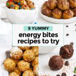collage of different flavors of energy bites