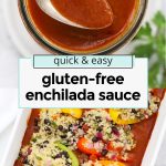 Overhead view of a jar of gluten-free enchilada sauce