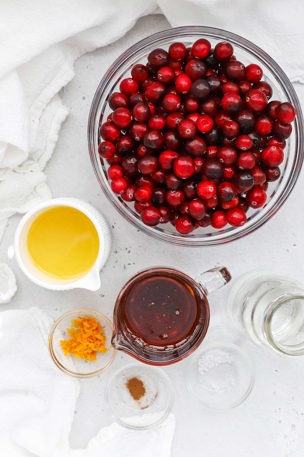 overhead view of ingredients for instant pot cranberry sauce