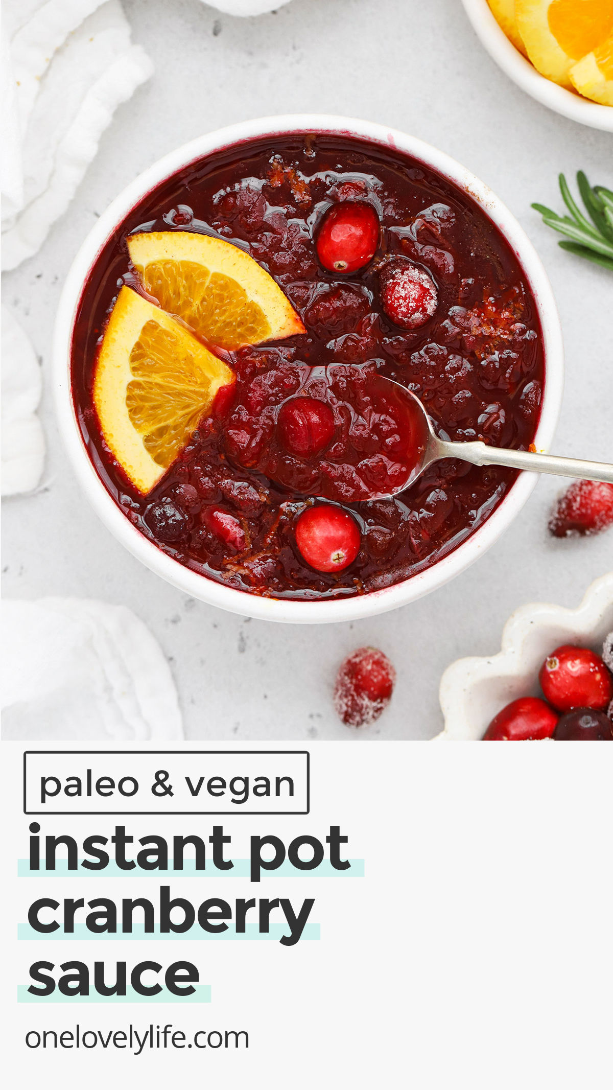 Instant Pot Cranberry Sauce - This pressure cooker cranberry sauce recipe couldn't be easier! (Naturally paleo, vegan & gluten-free) // instapot cranberry sauce / homemade cranberry sauce recipe / easy cranberry sauce recipe / instant pot thanksgiving recipes / instant pot christmas recipes / thanksgiving side dish / instant pot vegan cranberry sauce / instant pot paleo cranberry sauce /