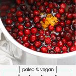 Ingredients for pressure cooker cranberry sauce added to an instant pot