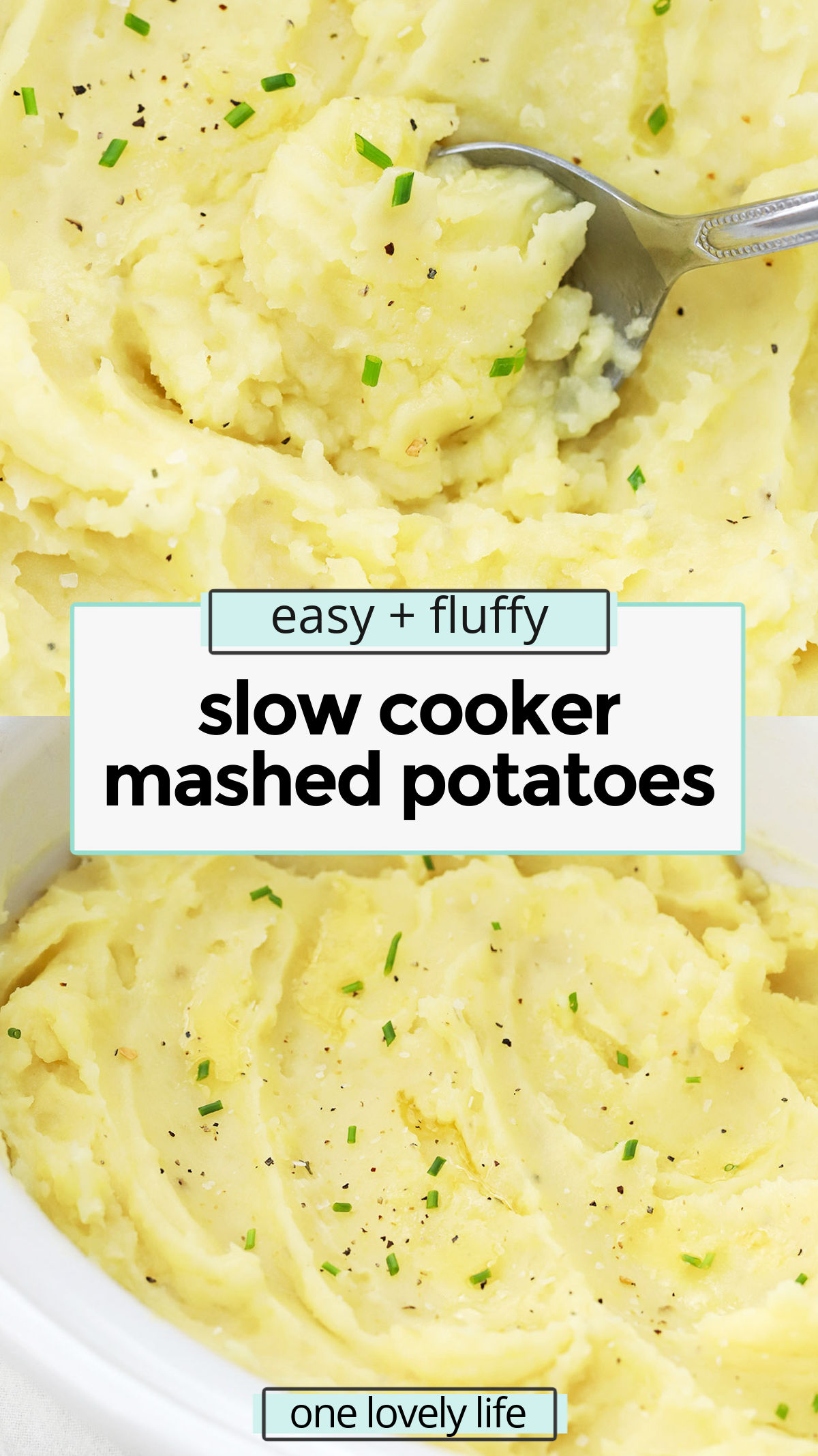 Slow Cooker Mashed Potatoes - This Crock pot mashed potatoes recipes is the EASIEST way to make this classic side dish! / crockpot mashed potatoes recipe / easy mashed potatoes / mashed potatoes in the slow cooker / mashed potatoes in the crock pot / Thanksgiving slow cooker recipes / Christmas slow cooker recipes / slow cooker side dish / gluten-free Thanksgiving