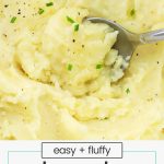 Close up view of fluffy crock pot mashed potatoes