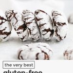 gluten free chocolate crinkles stacked in a row