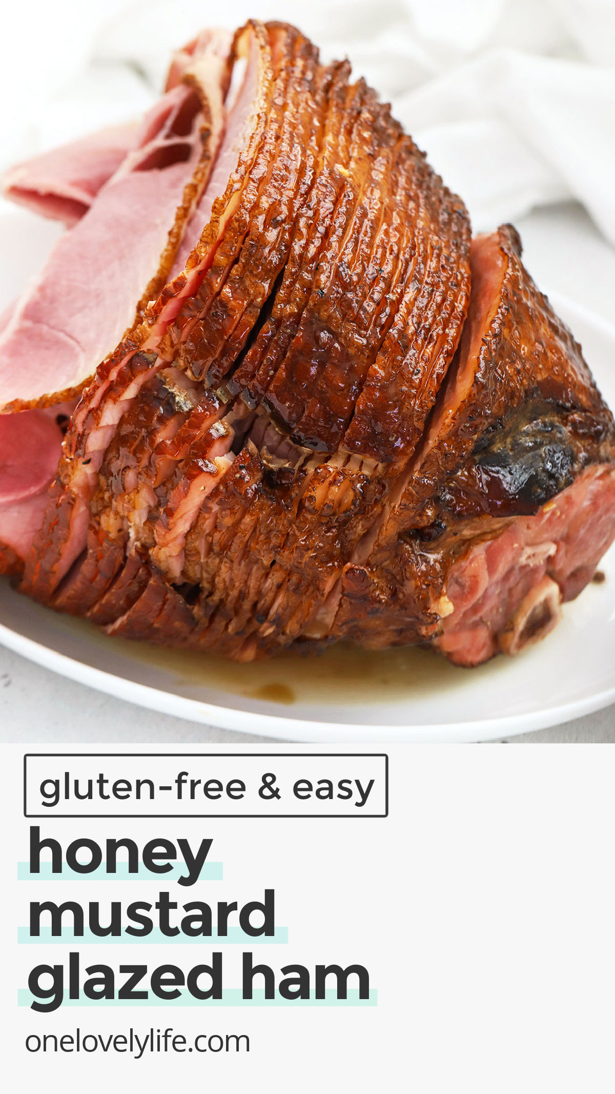 Spiral Ham With Honey Mustard Ham Glaze - This easy ham glaze recipe is made with honey, Dijon mustard, and brown sugar. It's sweet, tangy, and delicious! / honey mustard glazed ham / gluten-free ham glaze / gluten free glazed ham / gluten free glaze for ham / gluten-free easter recipe / gluten free thanksgiving recipe / gluten-free ham recipe / honey brown sugar ham glaze / the best glazed ham / ham glaze without spices / ham glaze no spices / ham glaze with mustard / ham glaze with honey