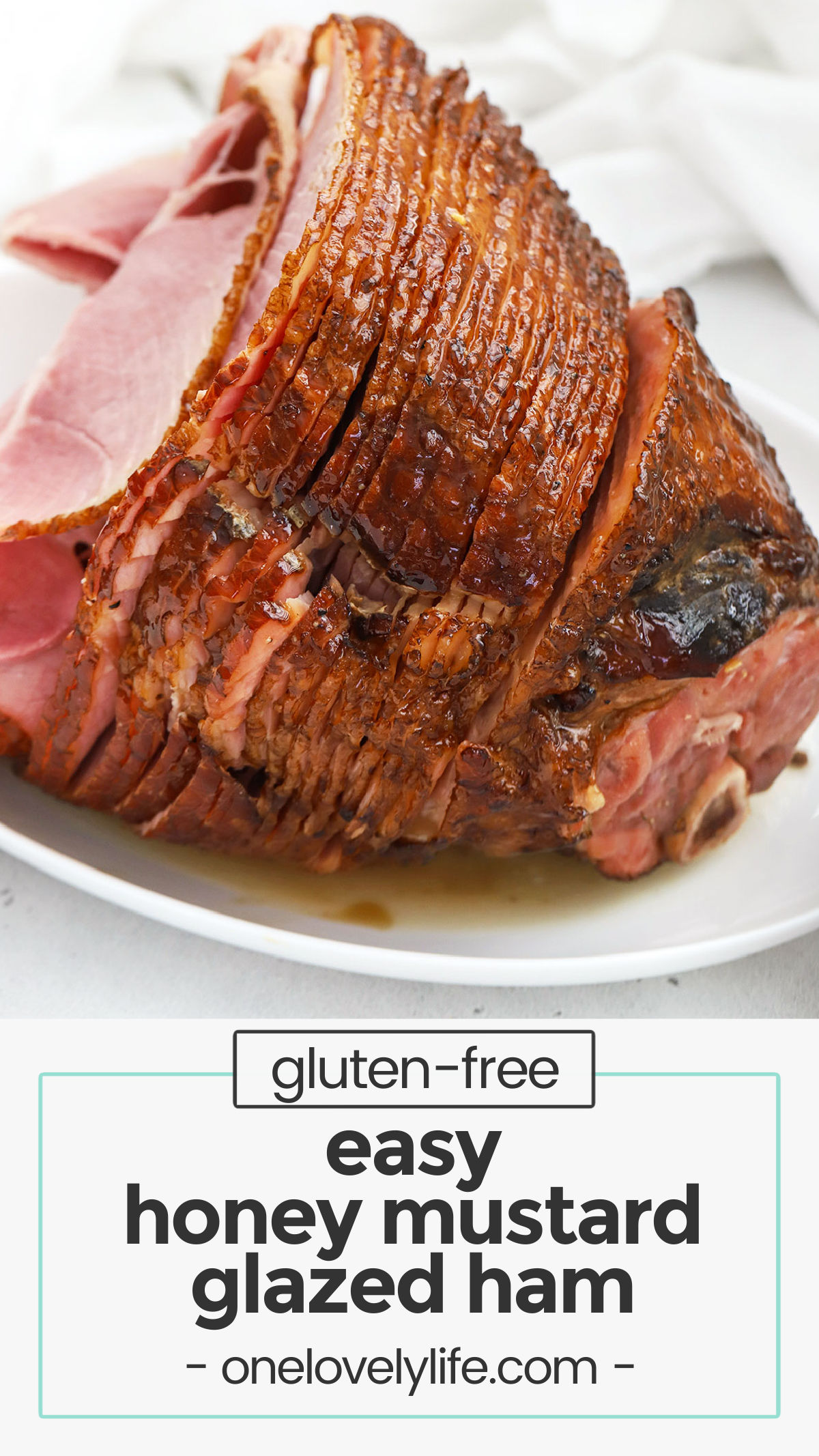 Spiral Ham With Honey Mustard Ham Glaze - This easy ham glaze recipe is made with honey, Dijon mustard, and brown sugar. It's sweet, tangy, and delicious! / honey mustard glazed ham / gluten-free ham glaze / gluten free glazed ham / gluten free glaze for ham / gluten-free easter recipe / gluten free thanksgiving recipe / gluten-free ham recipe / honey brown sugar ham glaze / the best glazed ham / ham glaze without spices / ham glaze no spices / ham glaze with mustard / ham glaze with honey