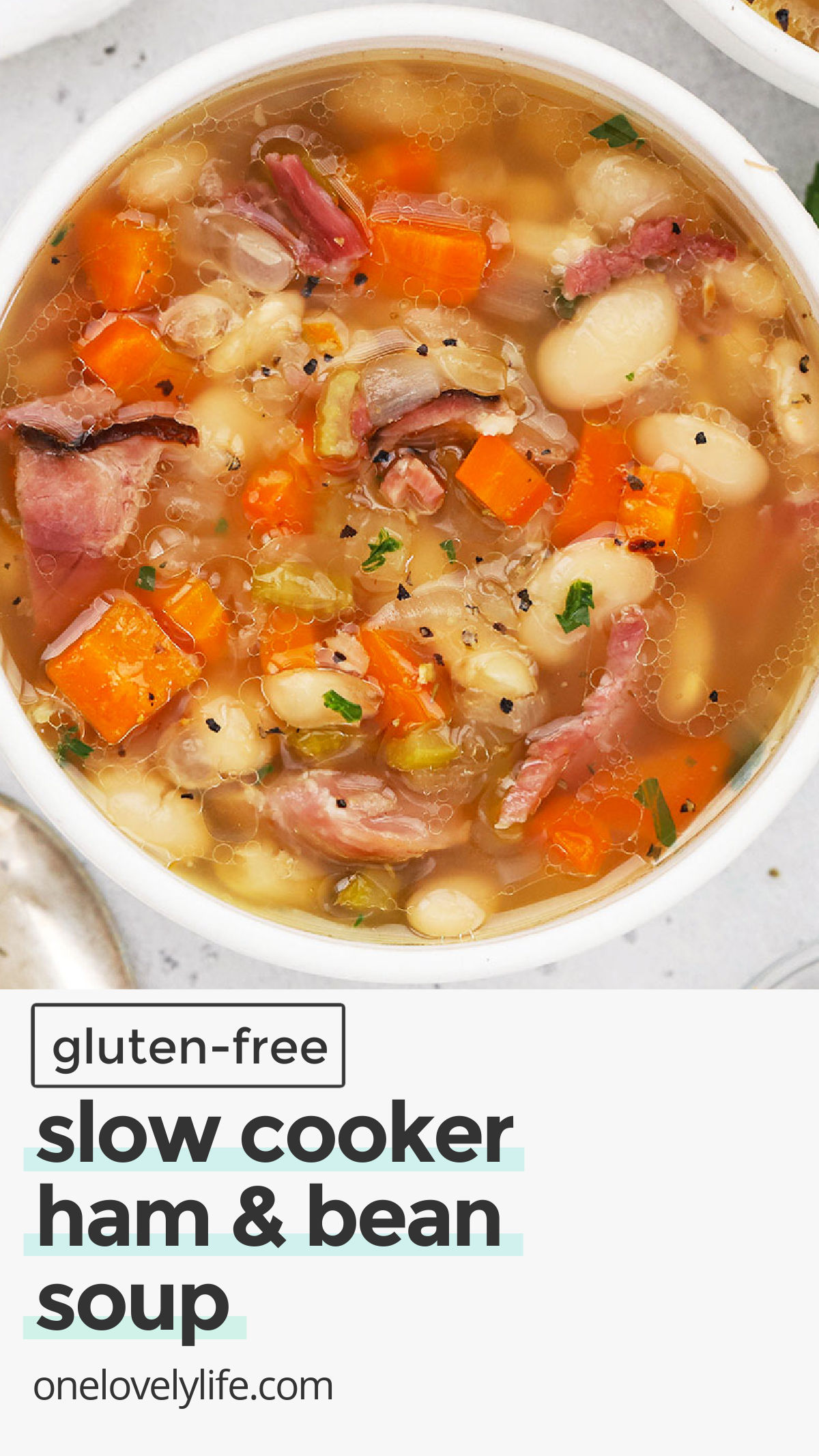 Slow Cooker Ham And Bean Soup - This cozy clay pot ham bean soup is the perfect way to use leftover ham from the holidays! You