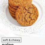 gluten-free almond flour ginger cookies on a white lace plate