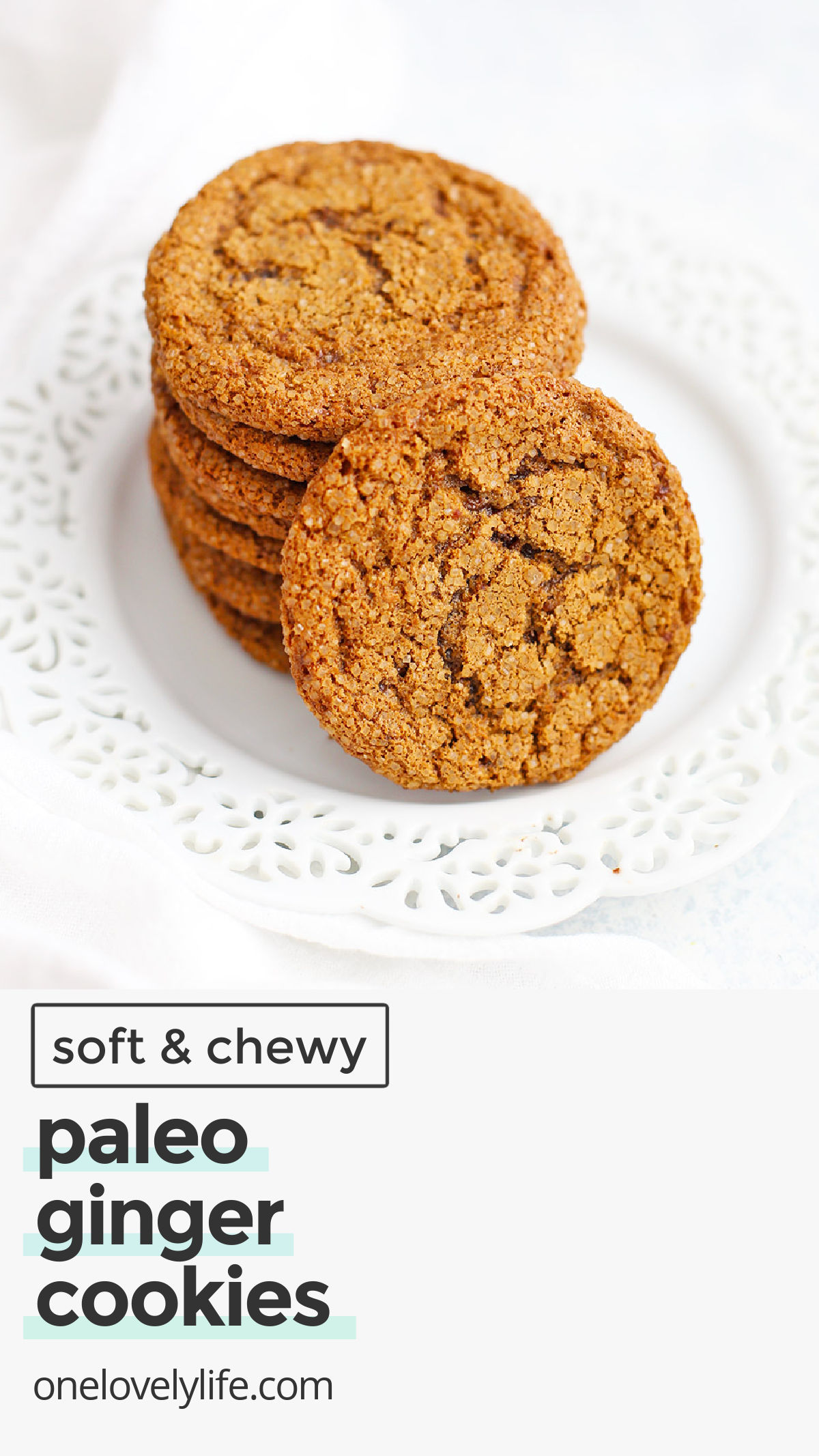 Paleo Ginger Cookies - These gluten free ginger cookies are crisp on the edges and perfectly tender inside. We LOVE THEM! // Paleo Gingersnaps // Gluten free ginger cookies // gluten free gingersnaps // paleo holiday cookie recipe // gluten free gingersnap cookies / almond flour ginger cookies / almond flour gingersnaps