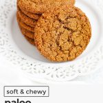 gluten-free almond flour ginger cookies on a white lace plate