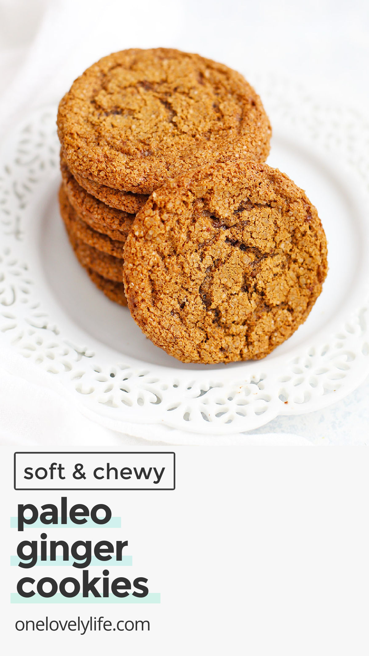 Paleo Ginger Cookies - These gluten free ginger cookies are crisp on the edges and perfectly tender inside. We LOVE THEM! // Paleo Gingersnaps // Gluten free ginger cookies // gluten free gingersnaps // paleo holiday cookie recipe // gluten free gingersnap cookies / almond flour ginger cookies / almond flour gingersnaps