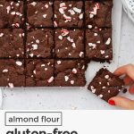 gluten-free peppermint brownies topped with crushed candy cane