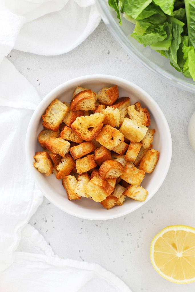 Freshly made gluten-free croutons