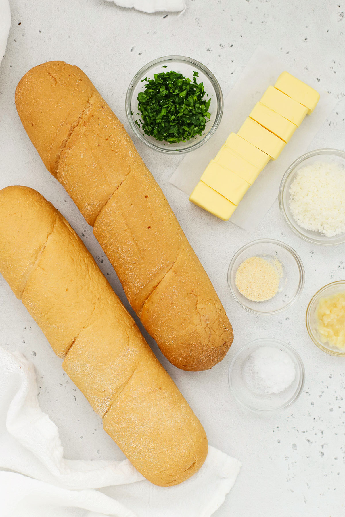 Ingredients for gluten-free garlic bread