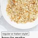 gluten-free Italian bread crumbs in a white bowl