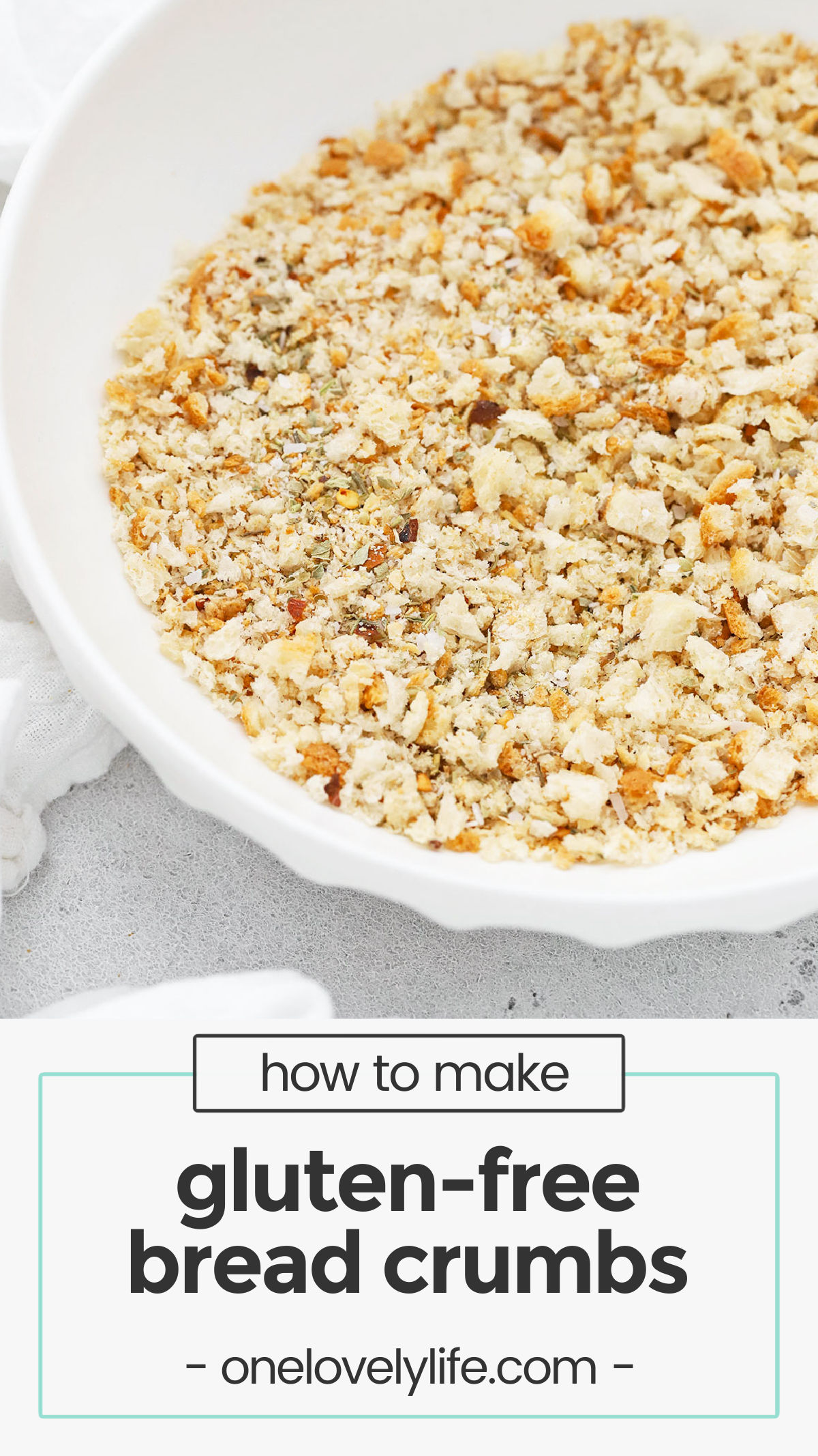 How to make homemade gluten-free bread crumbs. These gluten-free breadcrumbs are perfect for meatballs, meatloaf, or crispy chicken! / homemade gluten free breadcrumbs recipe / gluten-free italian bread crumbs / gluten free italian breadcrumbs / gluten-free bread crumbs recipe / homemade gluten-free panko recipe / gluten-free bread crumb recipe / how to make breadcrumbs / gluten-free panko bread crumbs / gluten-free panko breadcrumbs / gluten free crumb coating / gluten free crispy coating