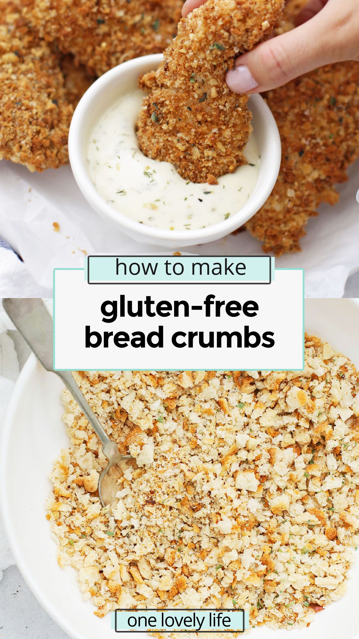 How to make homemade gluten-free bread crumbs. These gluten-free breadcrumbs are perfect for meatballs, meatloaf, or crispy chicken! / homemade gluten free breadcrumbs recipe / gluten-free italian bread crumbs / gluten free italian breadcrumbs / gluten-free bread crumbs recipe / homemade gluten-free panko recipe / gluten-free bread crumb recipe / how to make breadcrumbs / gluten-free panko bread crumbs / gluten-free panko breadcrumbs / gluten free crumb coating / gluten free crispy coating
