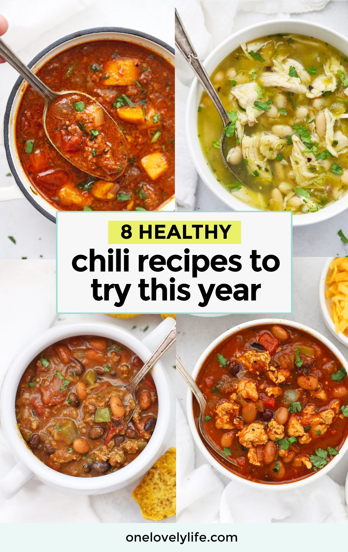 We LOVE healthy chili recipes and these easy recipes always deliver! Choose from gluten-free, paleo, and vegetarian options! // instant pot chili recipe // slow cooker chili recipe // crock pot chili recipe // crockpot chili recipe // vegan chili recipe // paleo chili recipe // gluten free chili recipes / healthy chili recipe / healthy dinner recipes // healthy lunch recipes / easy chili recipes / gluten free chili recipes / gluten free chili recipe