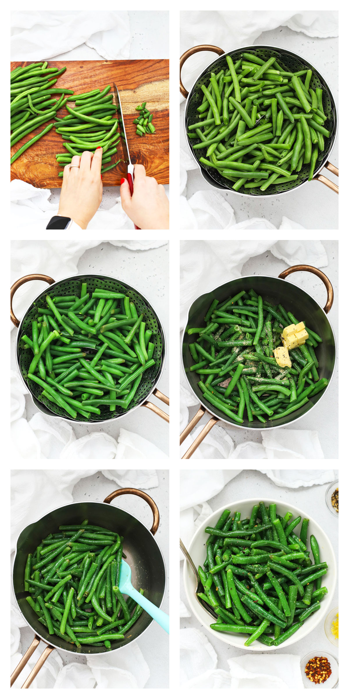 making seasoned green beans step by step