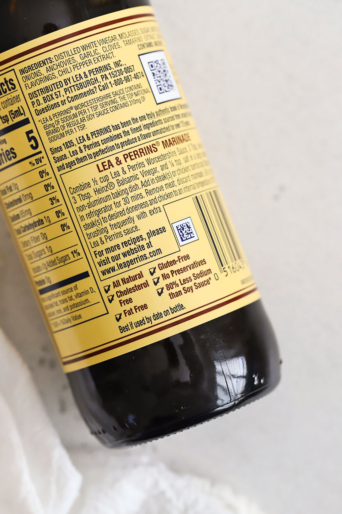 close up look at Lea & Perrins allergy label