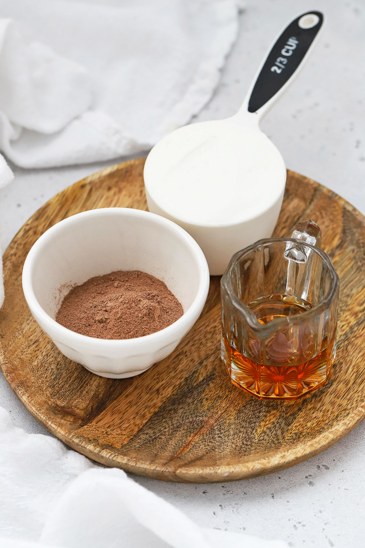 Ingredients for chocolate protein yogurt bowls