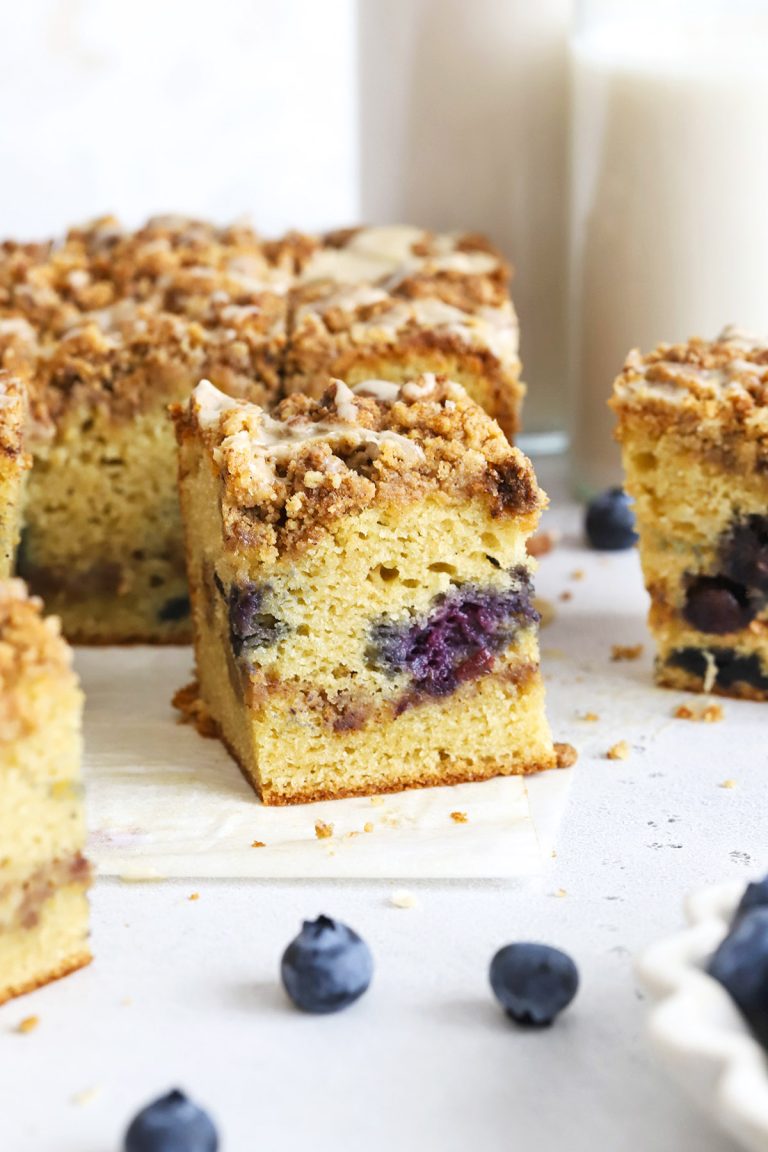 gluten-free blueberry coffee cake with streusel topping from Sweets & Thank You