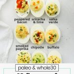 12 kinds of deviled eggs on a platter