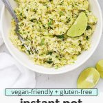 chipotle style cilantro lime rice in a white bowl