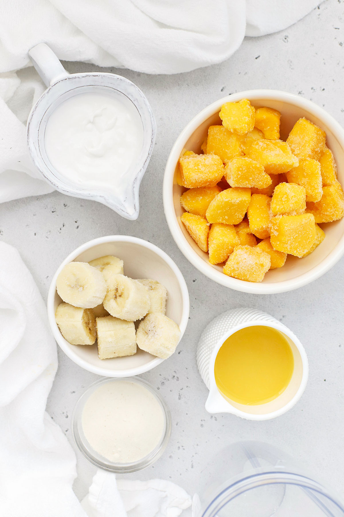Ingredients for mango banana smoothie