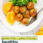 orange chicken meatballs with broccoli and rice