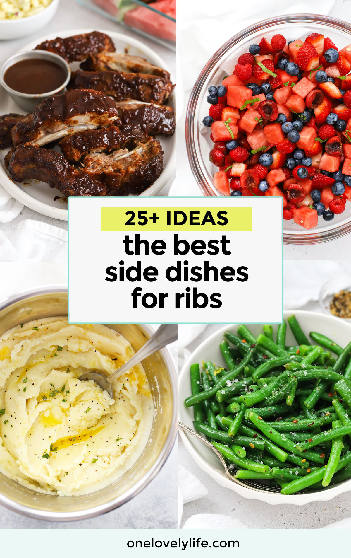 collage of different side dishes for ribs
