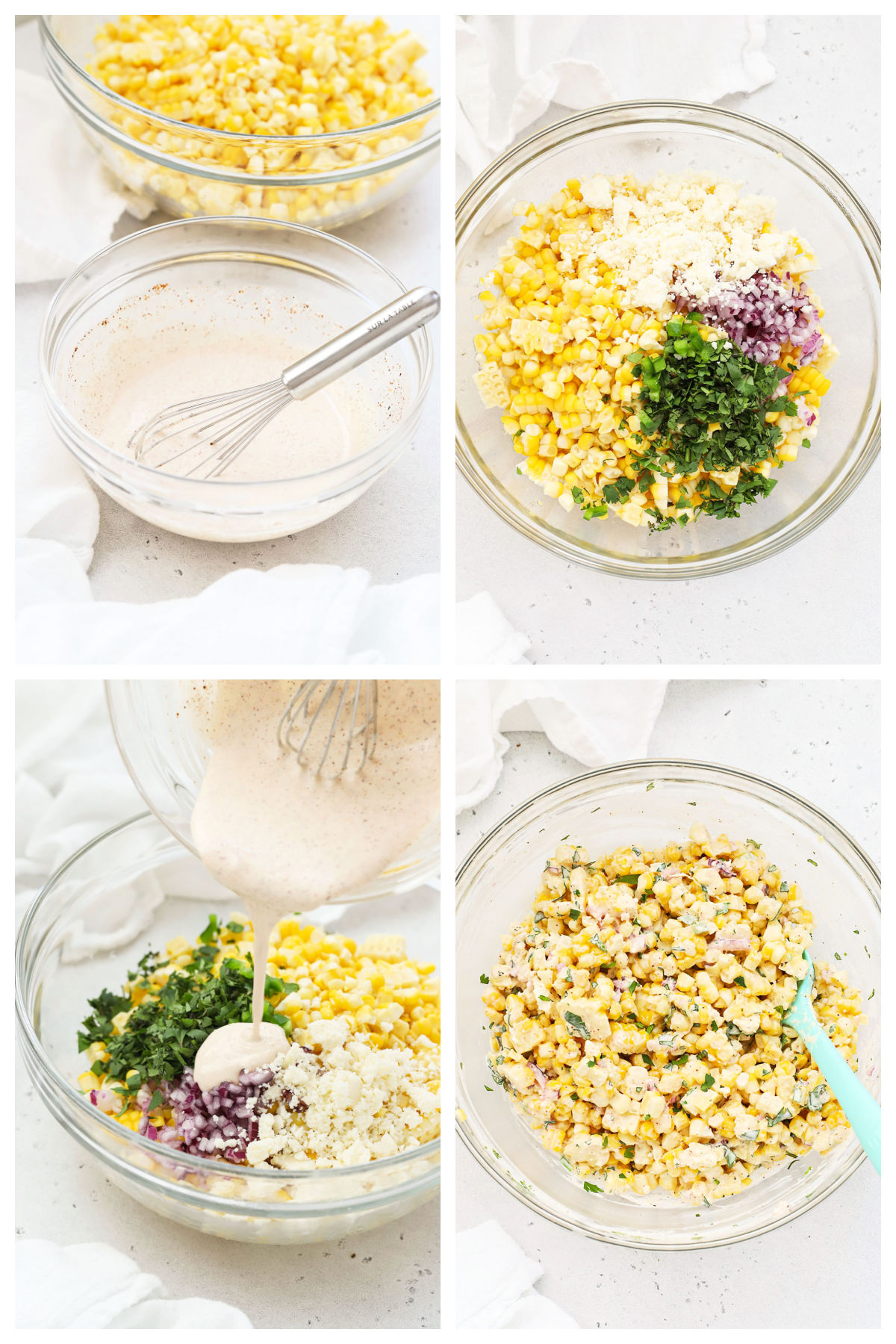 making mexican street corn salad step by step