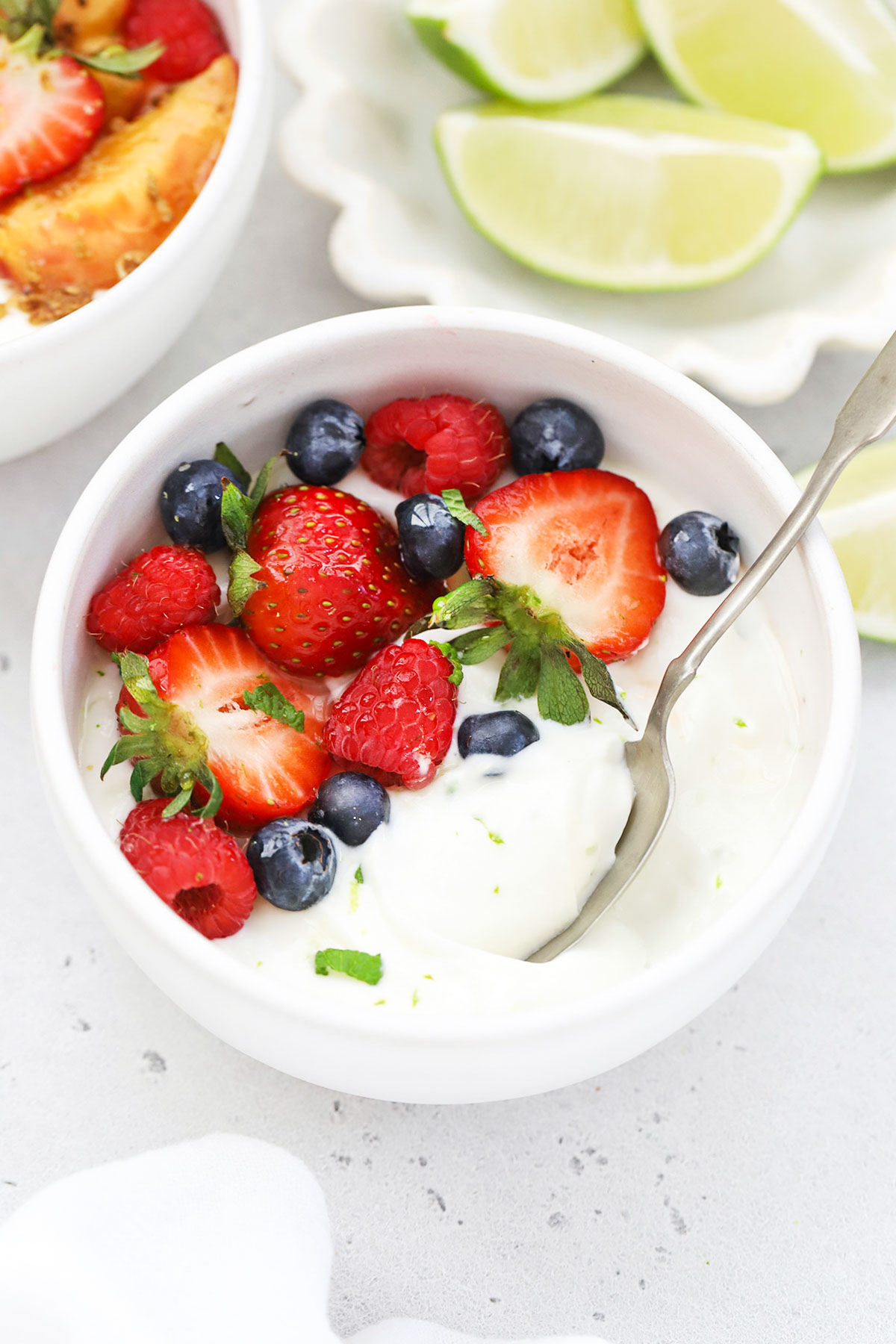 key lime pie greek yogurt topped with berries