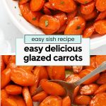 maple glazed carrots in a white bowl
