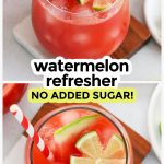 watermelon mocktail with red and white striped straw