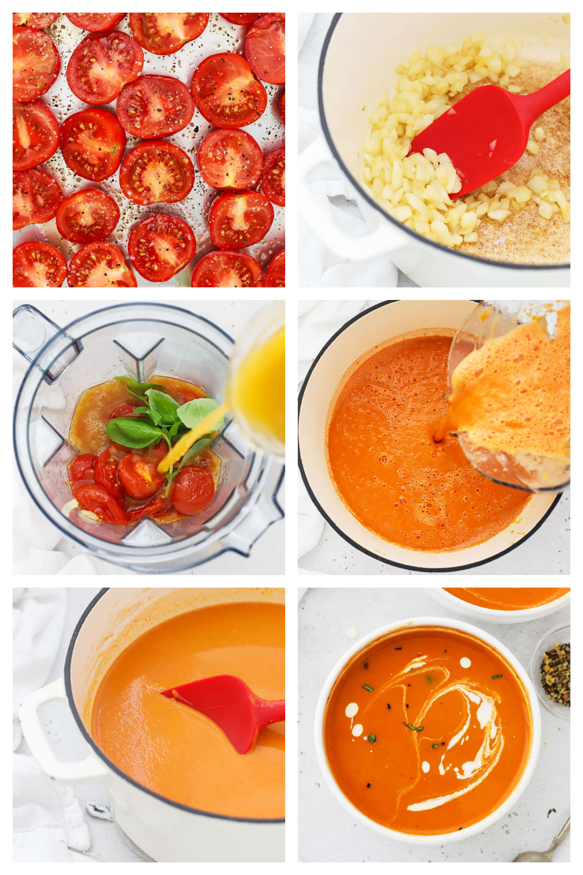 making homemade gluten-free tomato soup step by step