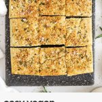 gluten-free focaccia sliced into squares