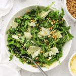 arugula salad with shaved parmesan and toasted pine nuts