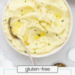 spoon scooping gluten-free mashed potatoes