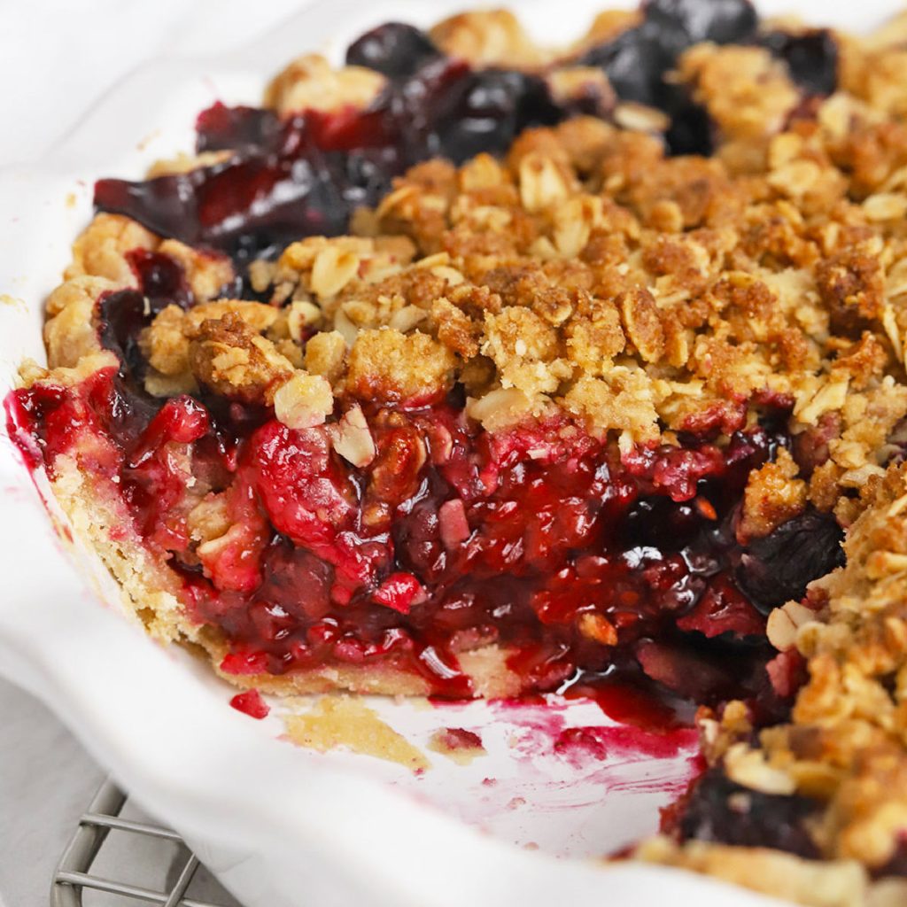 triple berry pie with crumble topping